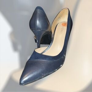 Midnight Blue Leather and suede Heels